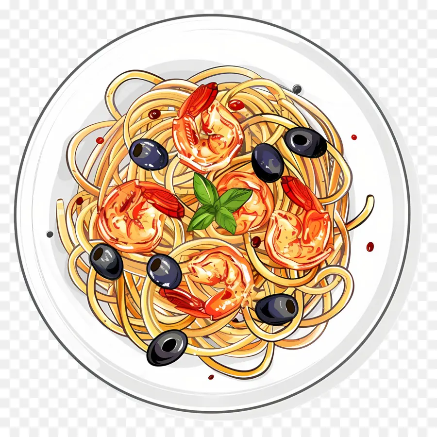 Spaghetti，Pâtes Aux Crevettes PNG