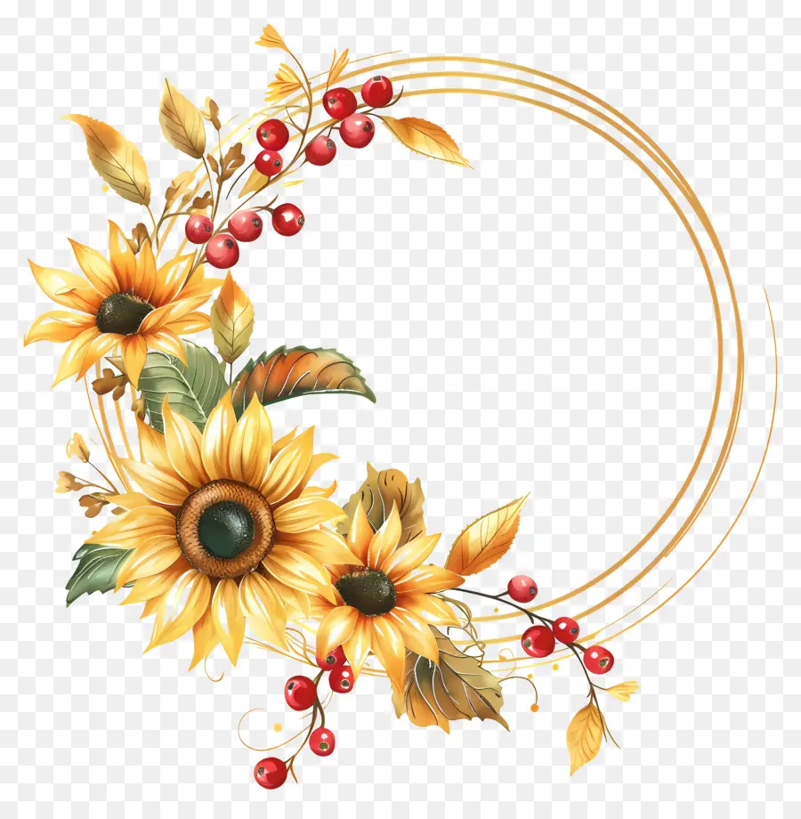 Couronne De Tournesol，Fleurs PNG