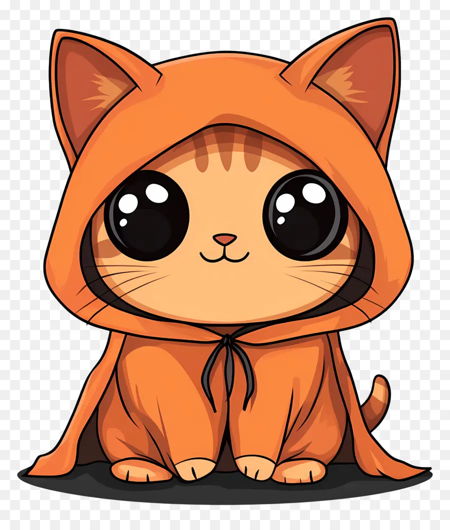 Chat Halloween，Chat Orange En Manteau PNG