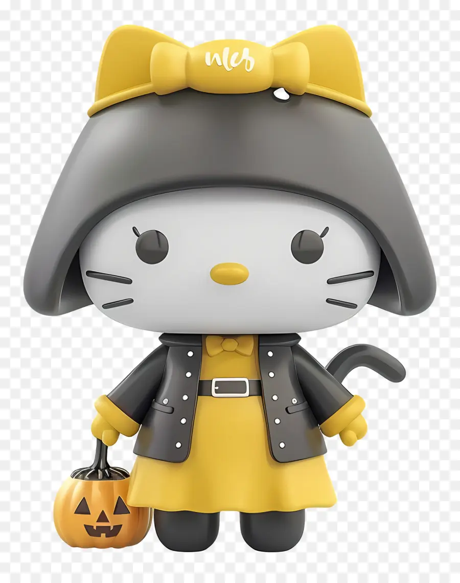 Bonjour Kitty Halloween，Chat Noir Et Jaune PNG