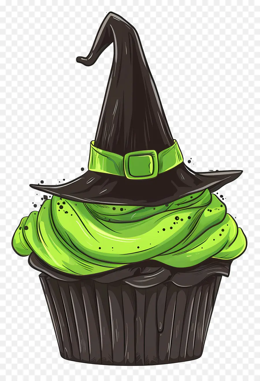 Petit Gâteau D'halloween，Cupcake Au Chapeau De Sorcière PNG