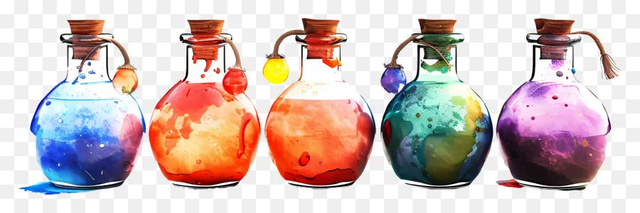 Frontière D'halloween，Potions Colorées PNG