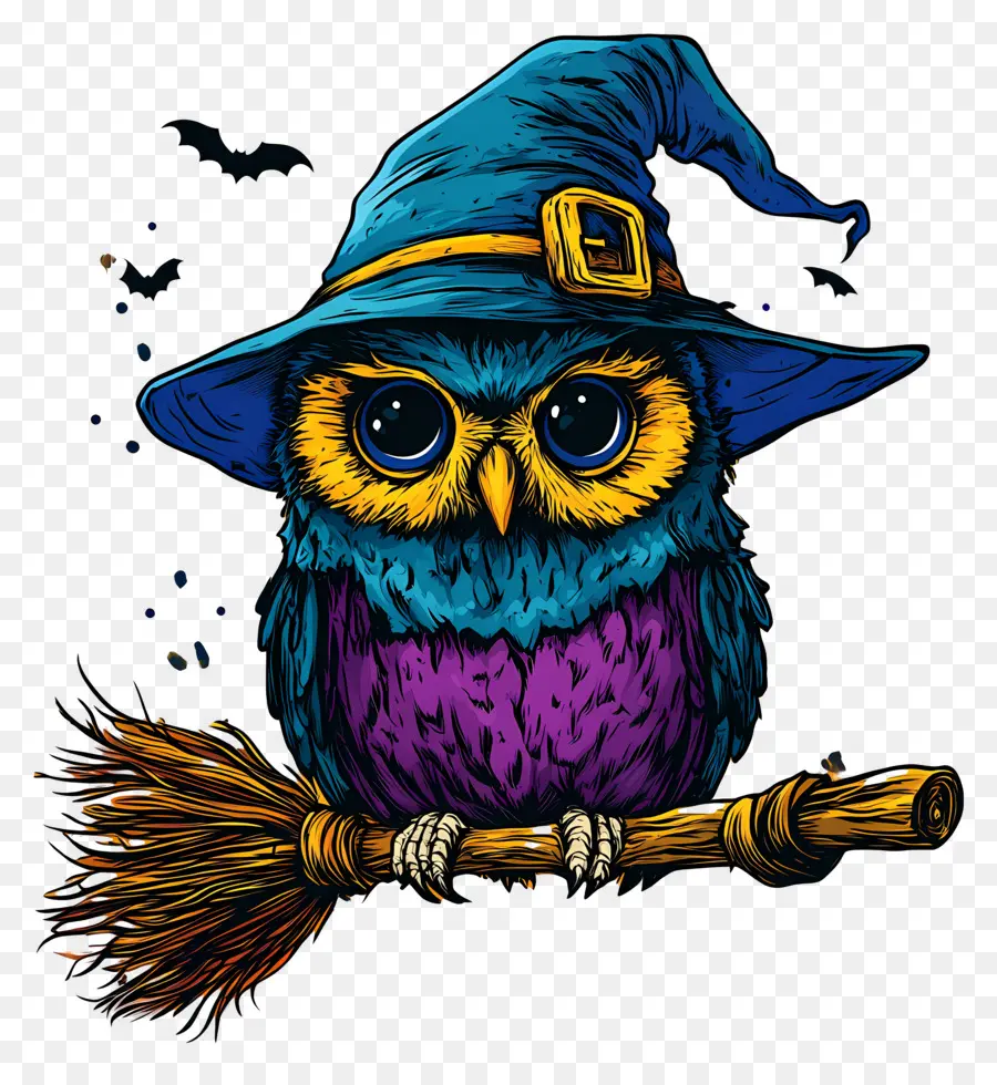 Chouette D'halloween，Chouette Avec Chapeau De Sorcière PNG