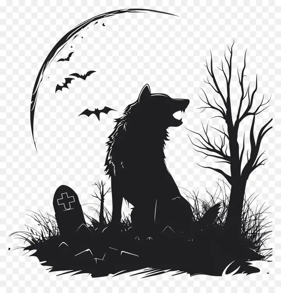 Loup Hurlant，Silhouette De Loup Hurlant PNG