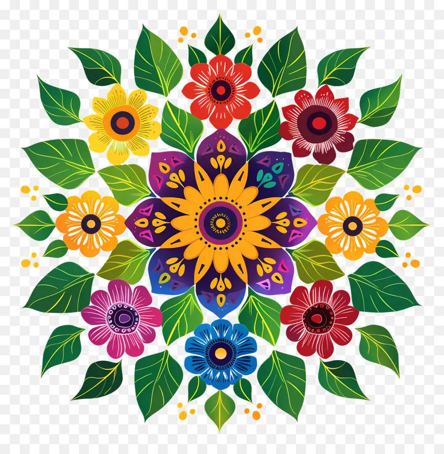 Pookalam，Motif Floral PNG