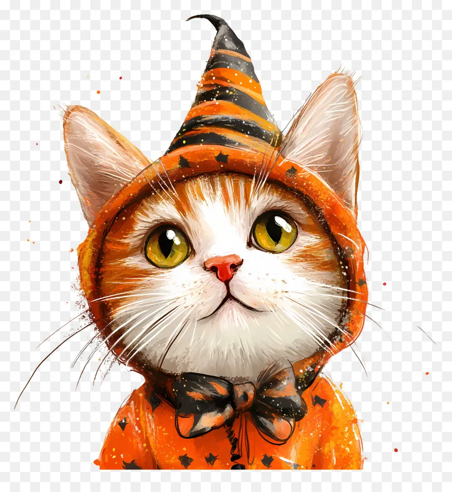 Chat Halloween，Chat En Costume De Sorcière PNG