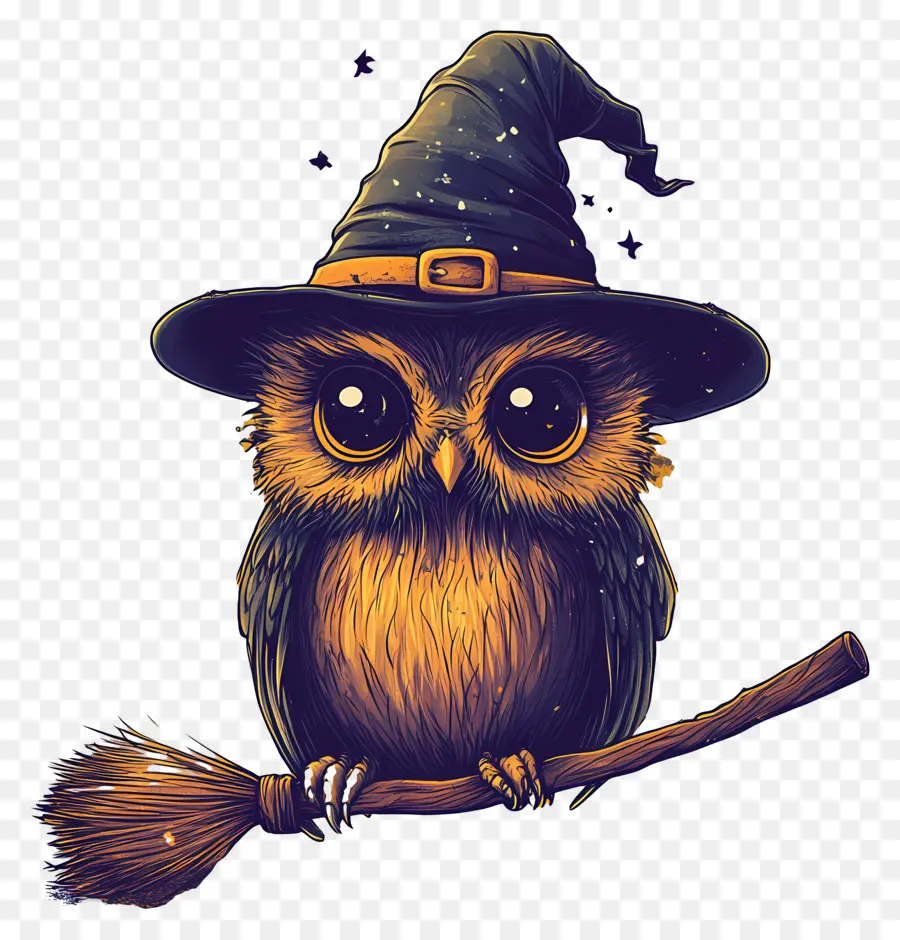 Chouette D'halloween，Chouette Avec Chapeau De Sorcière PNG