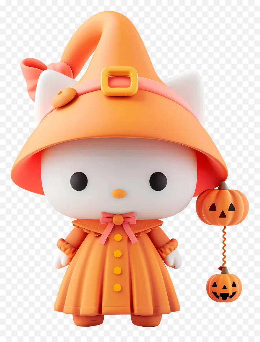 Bonjour Kitty Halloween，Chat Mignon En Costume De Sorcière PNG