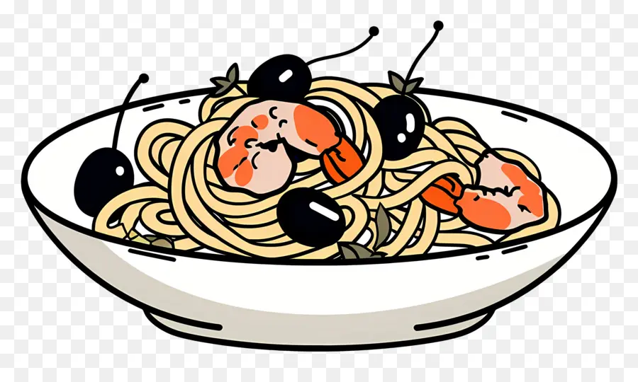 Spaghetti，Pâtes Aux Crevettes PNG