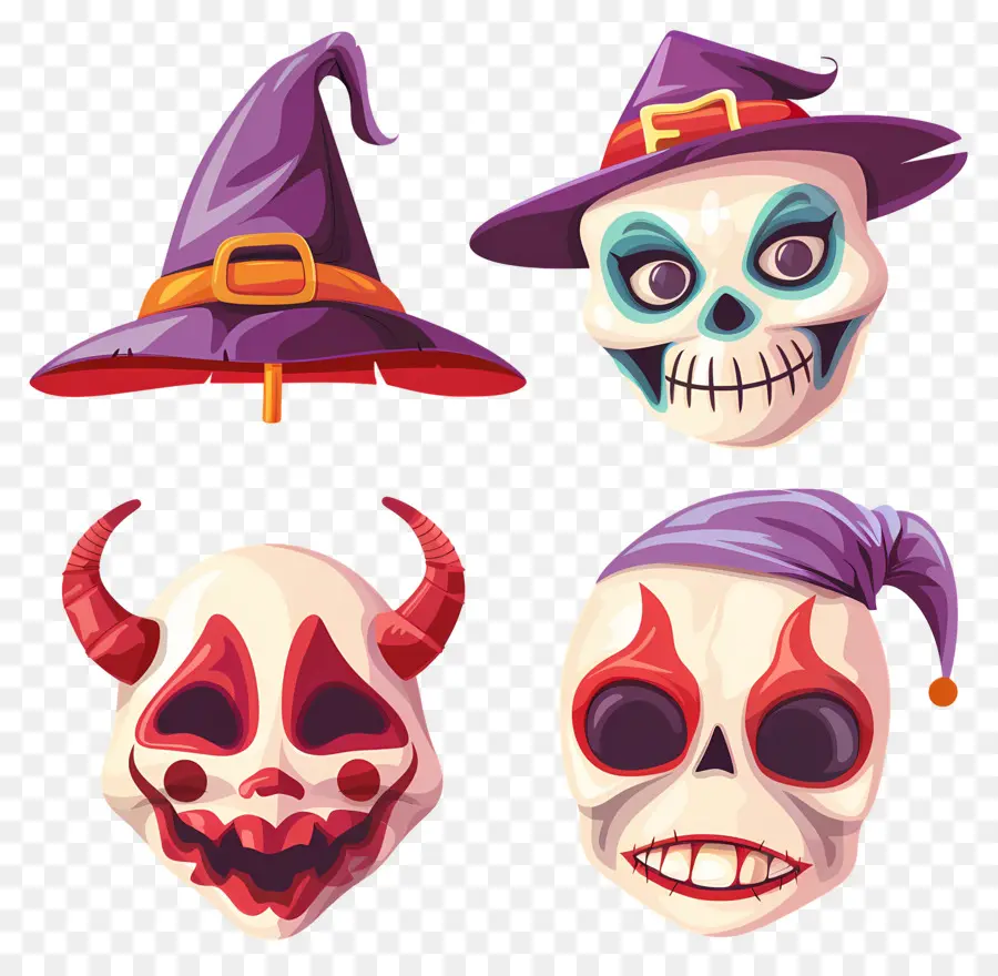 Personnages D'halloween，Crânes D'halloween PNG