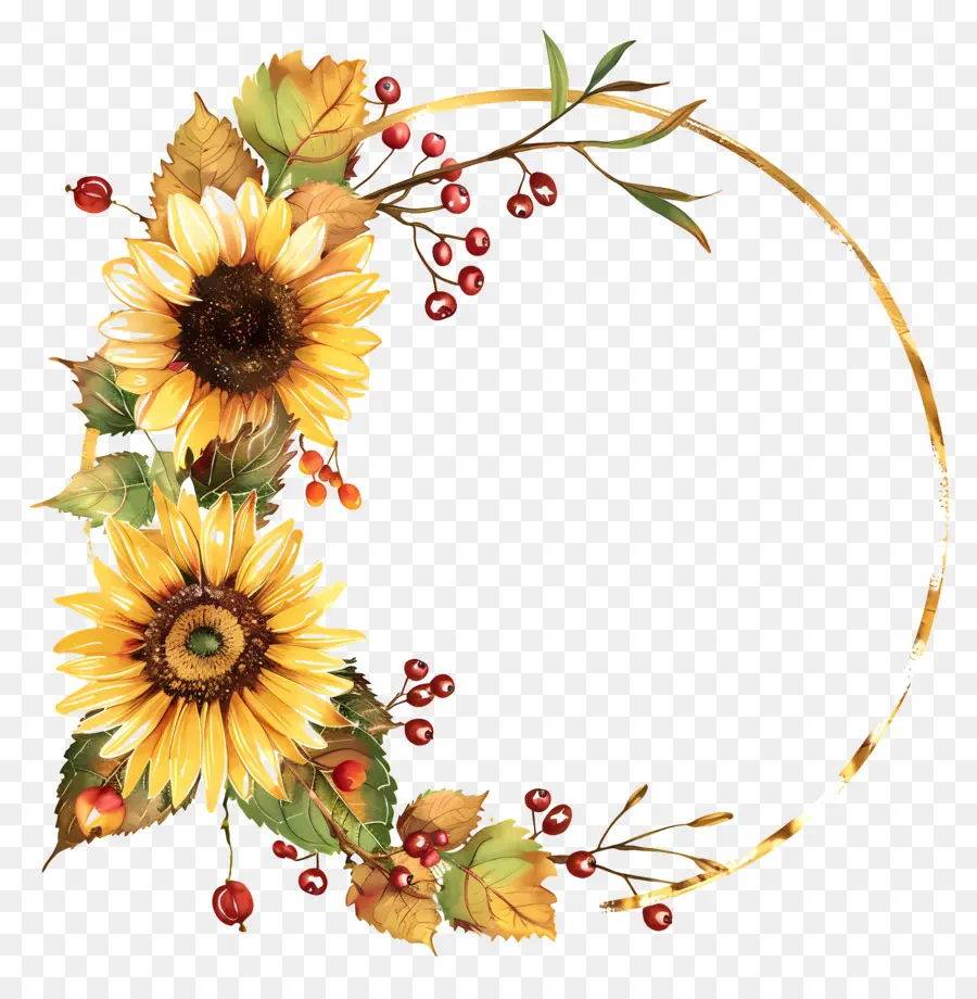 Couronne De Tournesol，Fleurs PNG