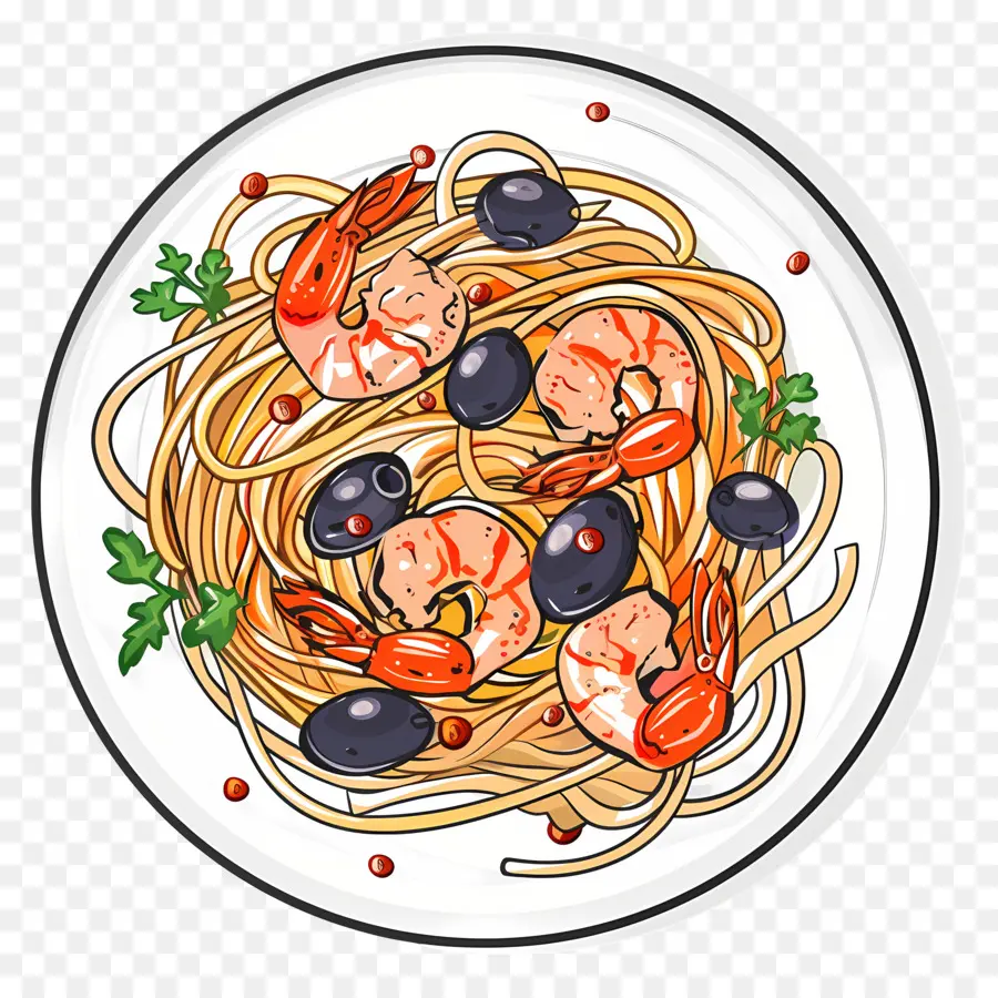 Spaghetti，Pâtes Aux Crevettes PNG