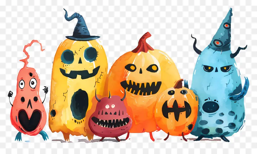 Frontière D'halloween，Citrouilles Monstres PNG