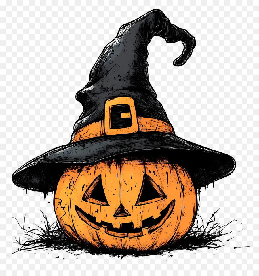 Chapeau D'halloween，Sorcière Citrouille PNG