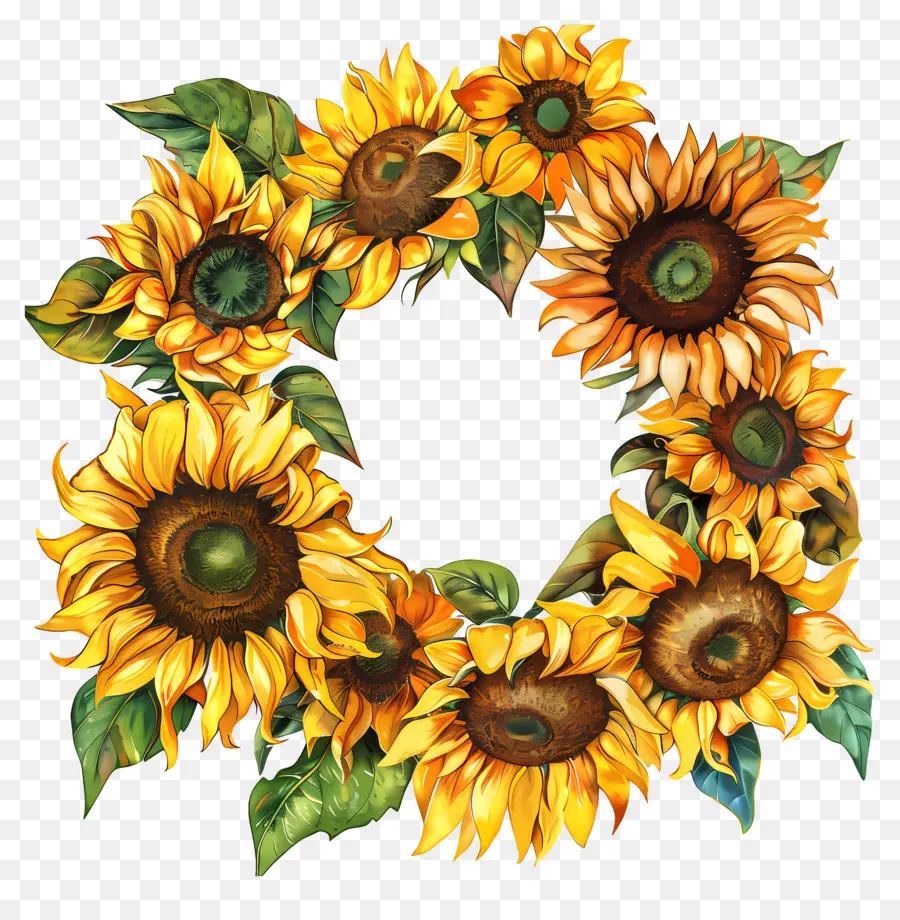 Couronne De Tournesol，Tournesol Lettre C PNG