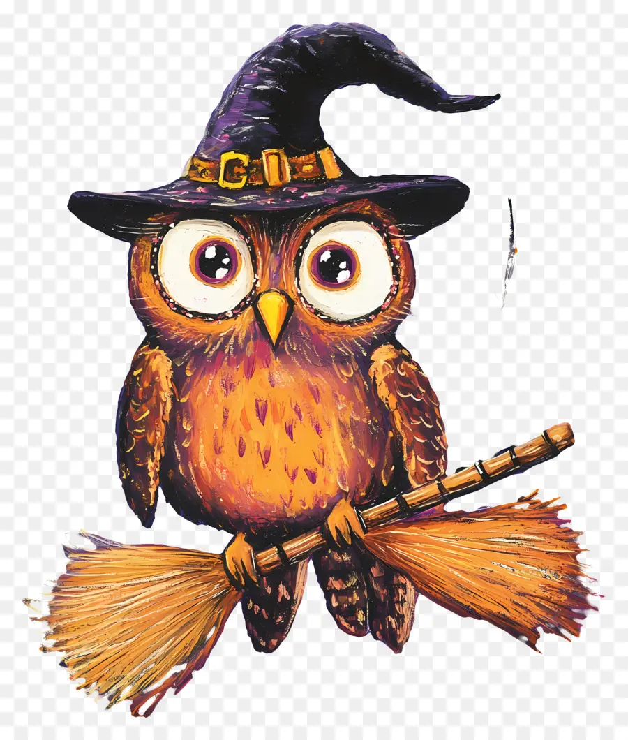 Chouette D'halloween，Chouette Avec Chapeau De Sorcière PNG