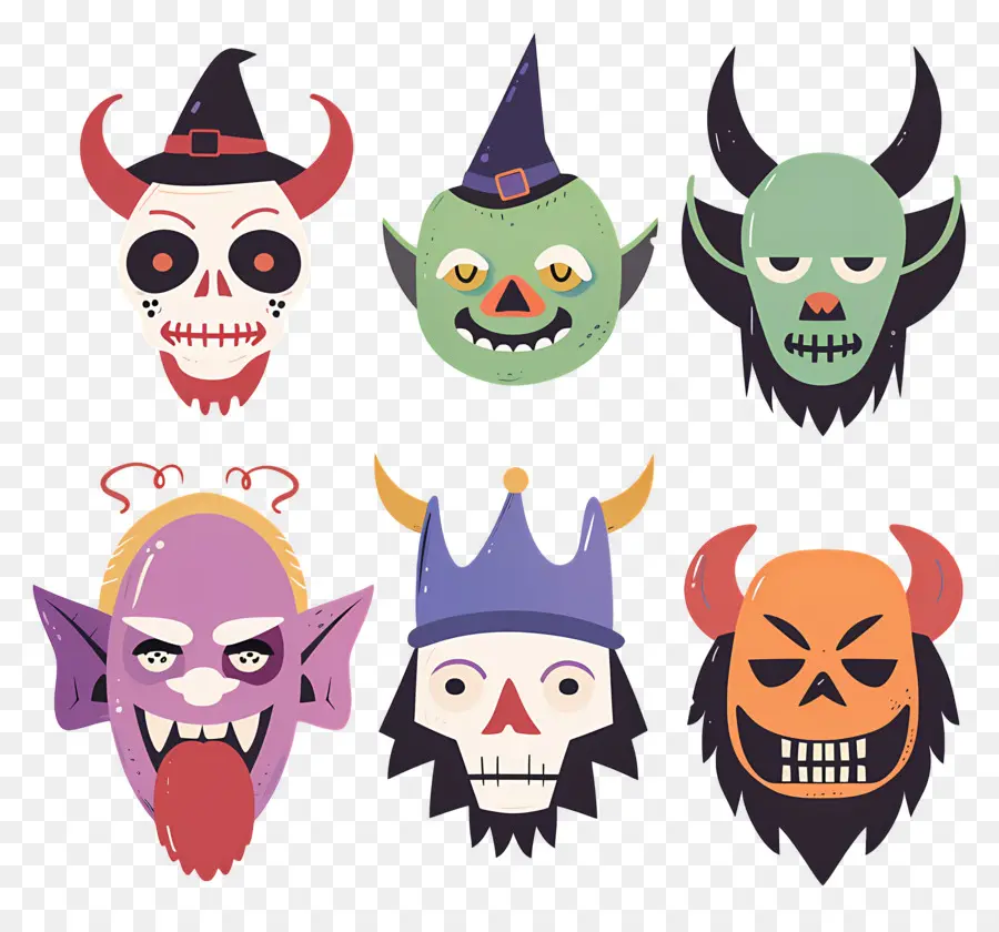 Personnages D'halloween，Masques De Crâne PNG