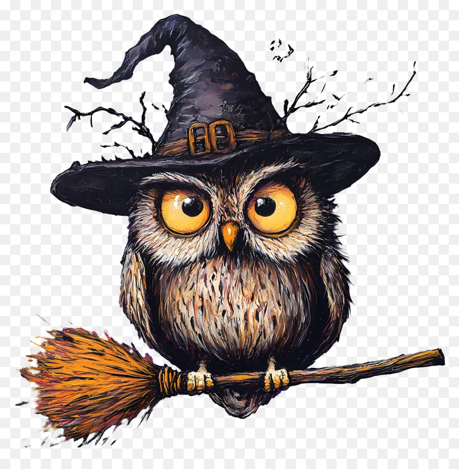 Chouette D'halloween，Chouette Avec Chapeau De Sorcière PNG