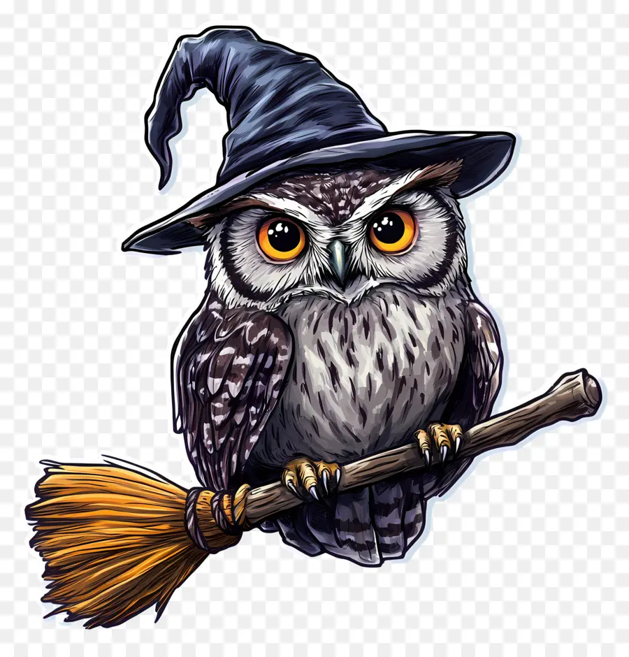 Chouette D'halloween，Chouette Avec Chapeau De Sorcière PNG