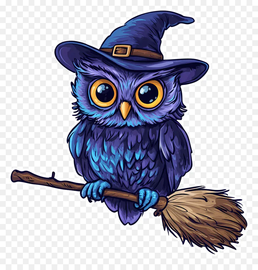 Chouette D'halloween，Chouette Au Chapeau De Sorcière Bleu PNG