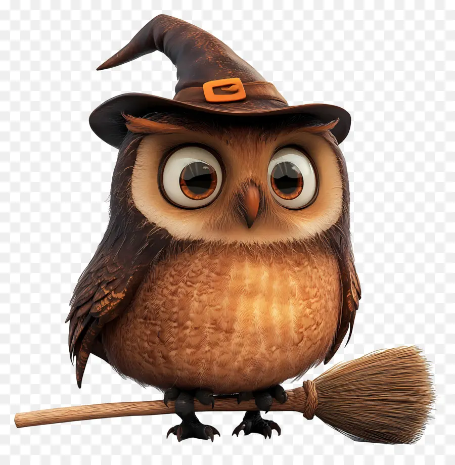 Chouette D'halloween，Chouette Avec Chapeau De Sorcière Orange PNG