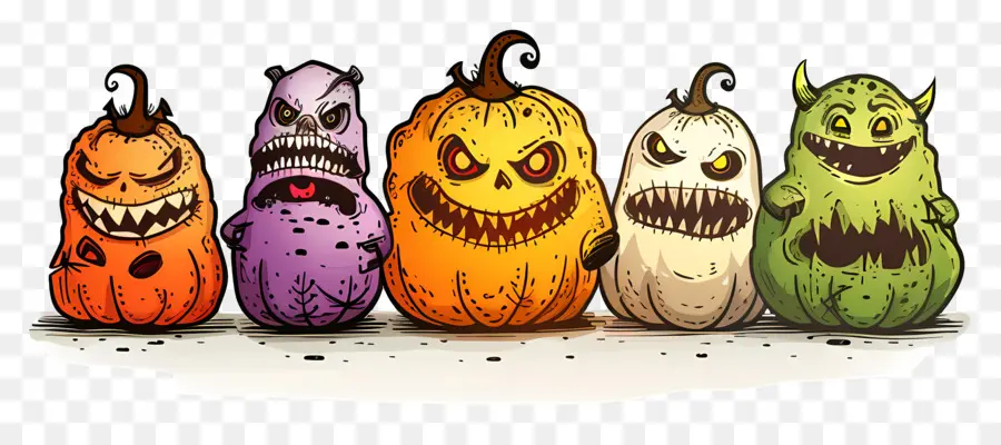 Frontière D'halloween，Citrouilles Monstres PNG