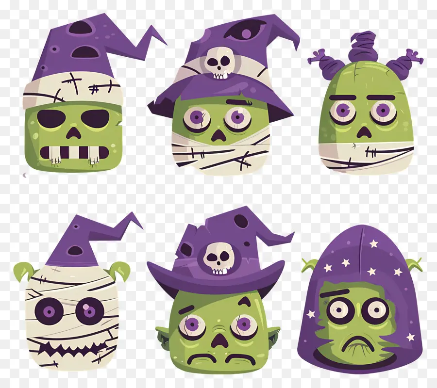 Personnages D'halloween，Visages De Zombies PNG