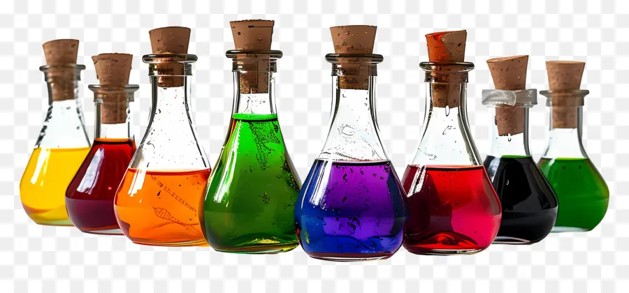 Frontière D'halloween，Bouteilles De Potions Colorées PNG