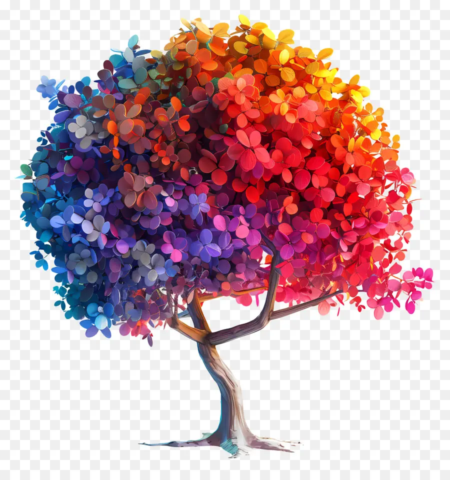 Arbre 3d，Arbre Coloré PNG