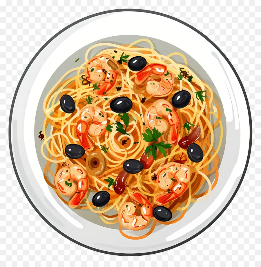 Spaghetti，Pâtes Aux Crevettes PNG