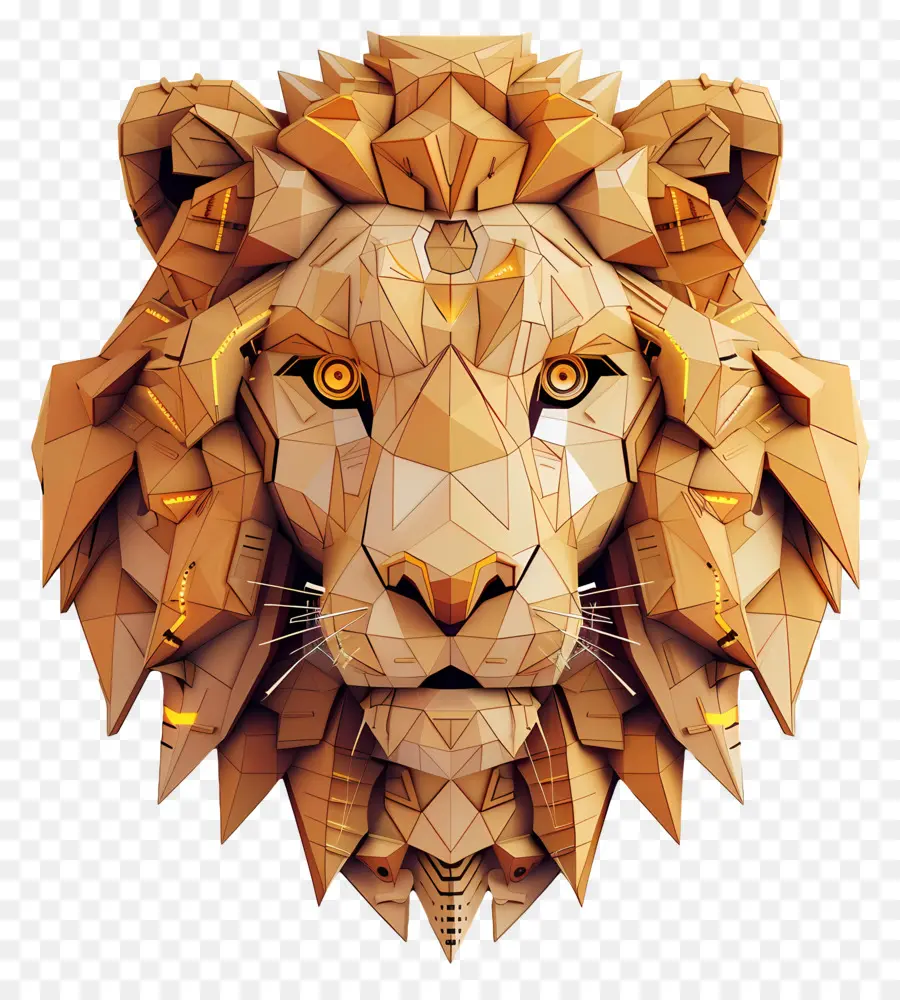 Visage De Lion，Lion En Origami PNG