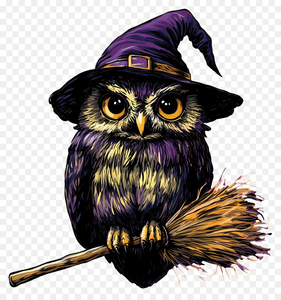 Chouette D'halloween，Chouette Avec Chapeau De Sorcière PNG