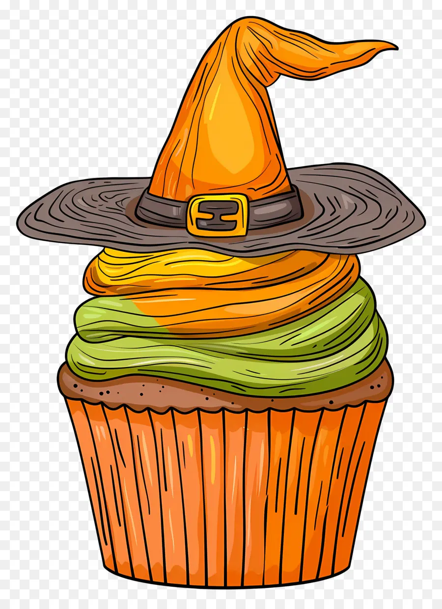 Petit Gâteau D'halloween，Cupcake Au Chapeau De Sorcière PNG