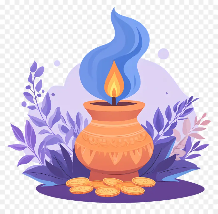 Akshaya Tritiya，Pot Avec Flamme Bleue PNG