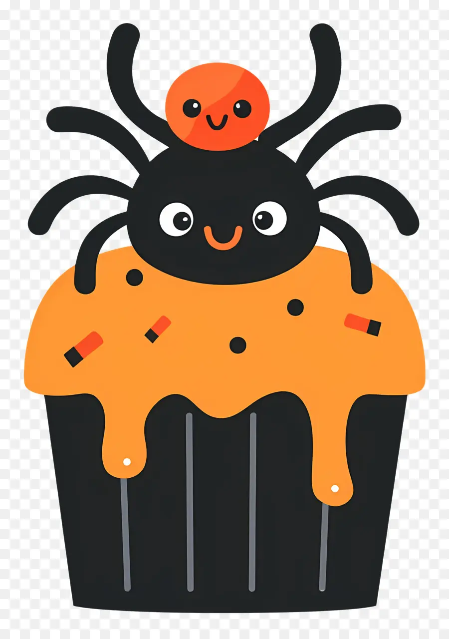 Petit Gâteau D'halloween，Cupcake Araignée PNG