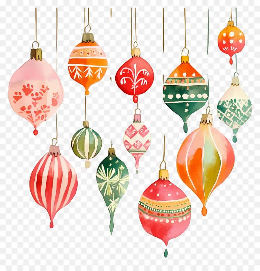 Boules De Noël Suspendues，Ornements Colorés PNG