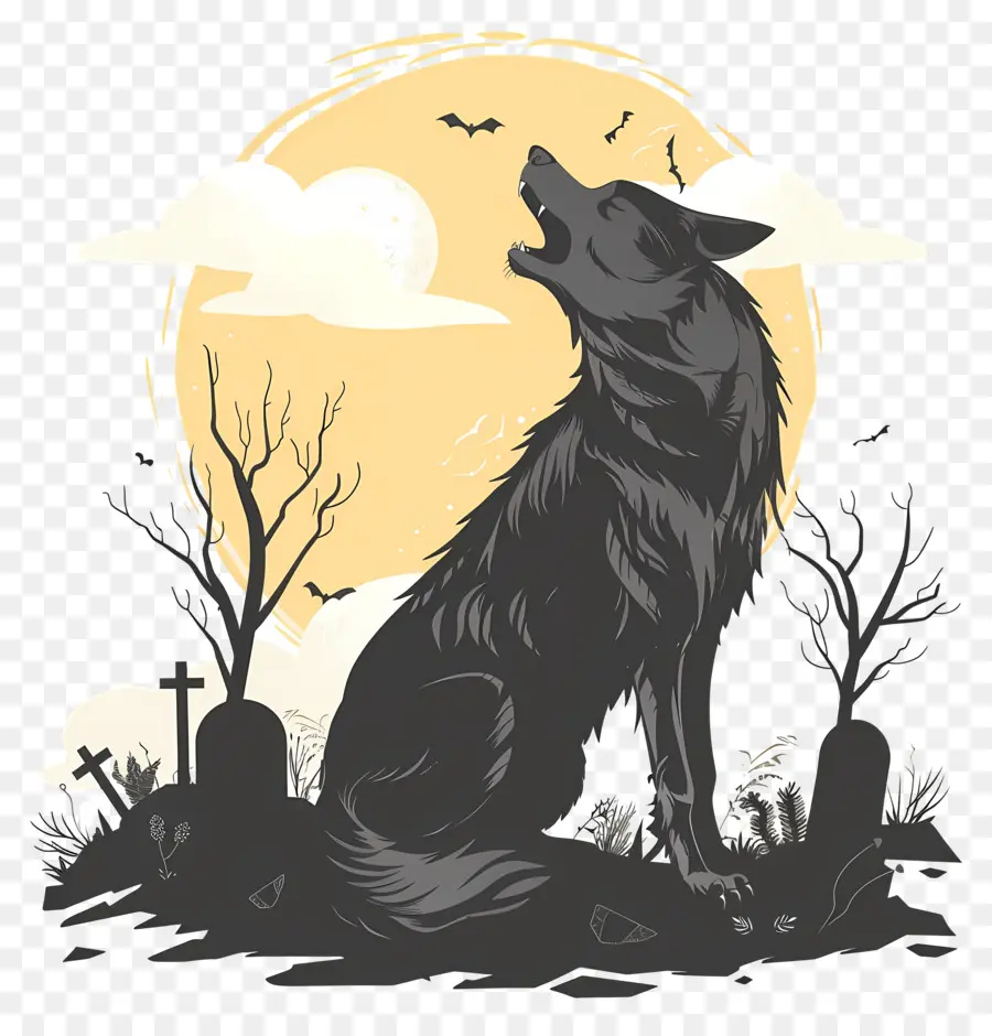 Loup Hurlant，Lune PNG