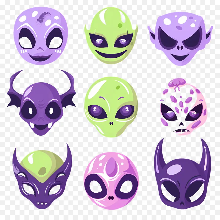 Personnages D'halloween，Visages Extraterrestres PNG