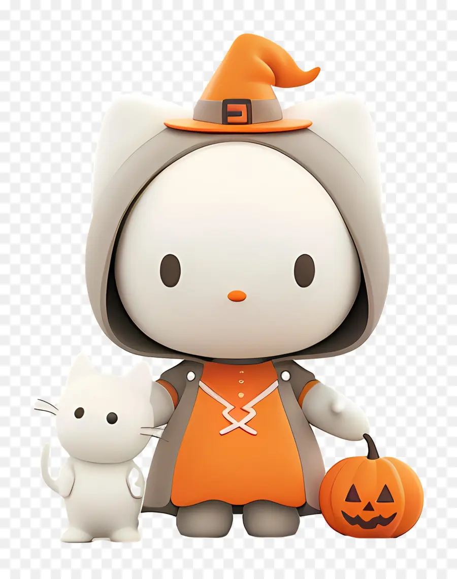 Bonjour Kitty Halloween，Chat En Costume De Sorcière PNG