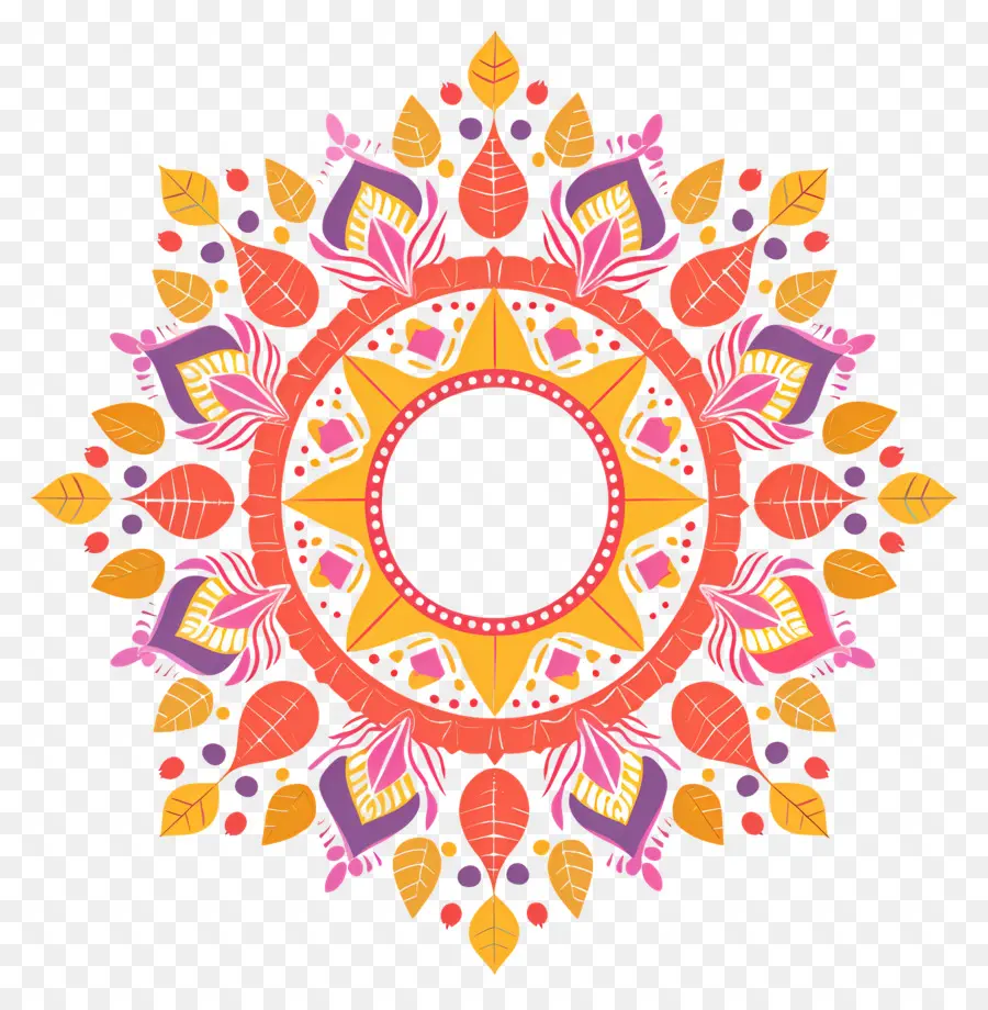 Pookalam，Mandala Coloré PNG