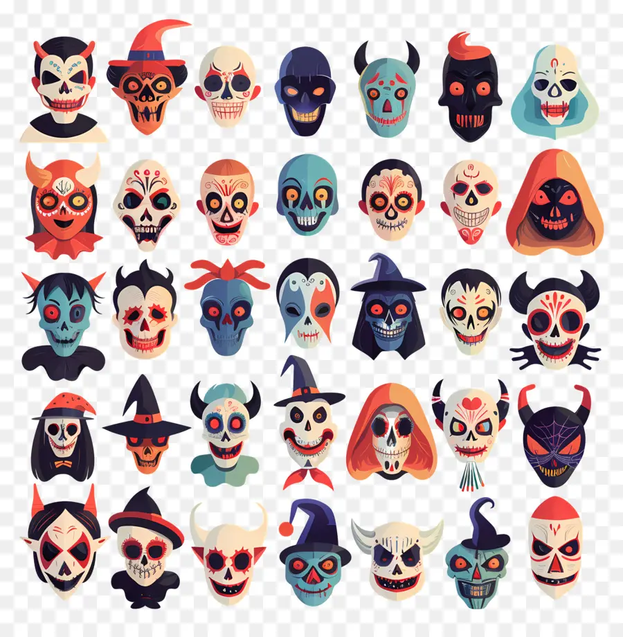 Personnages D'halloween，Visages D'halloween PNG