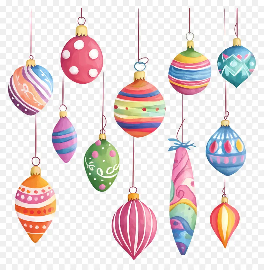 Boules De Noël Suspendues，Ornements Colorés PNG