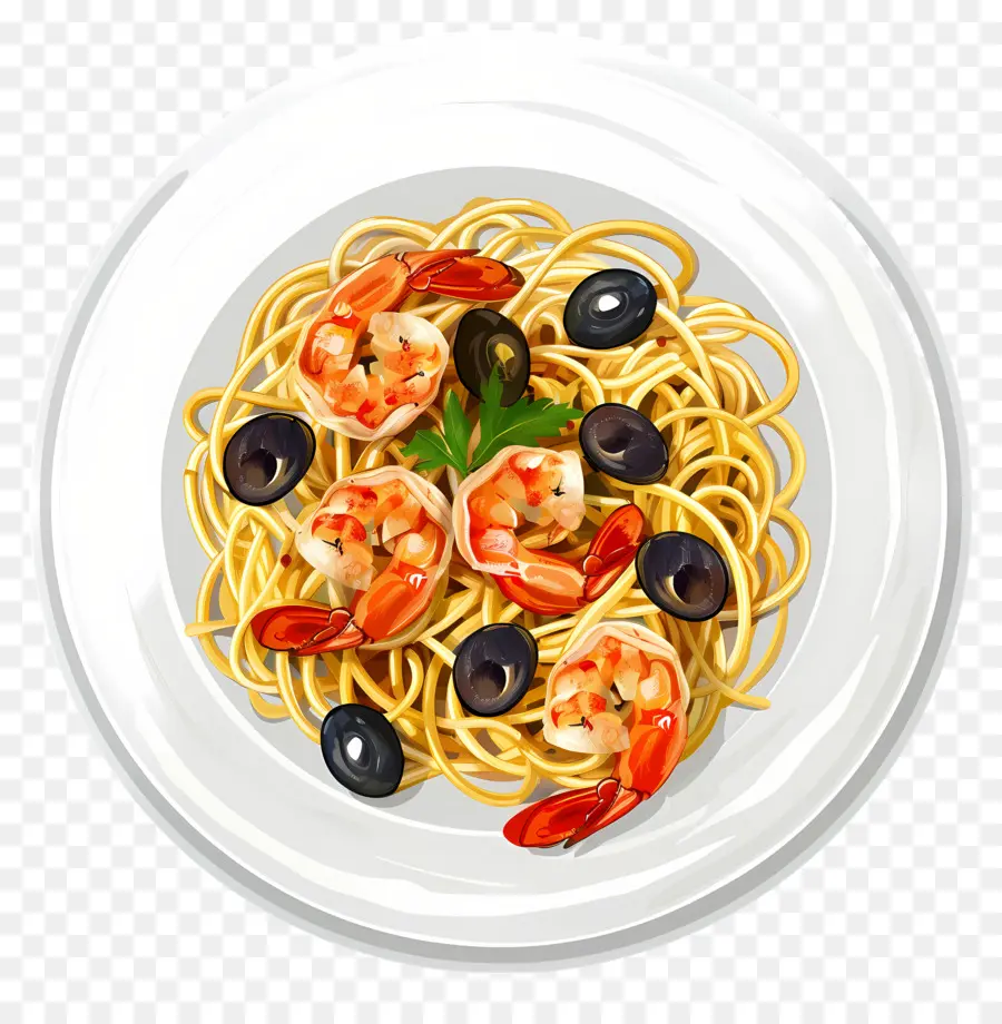 Spaghetti，Pâtes Aux Crevettes PNG