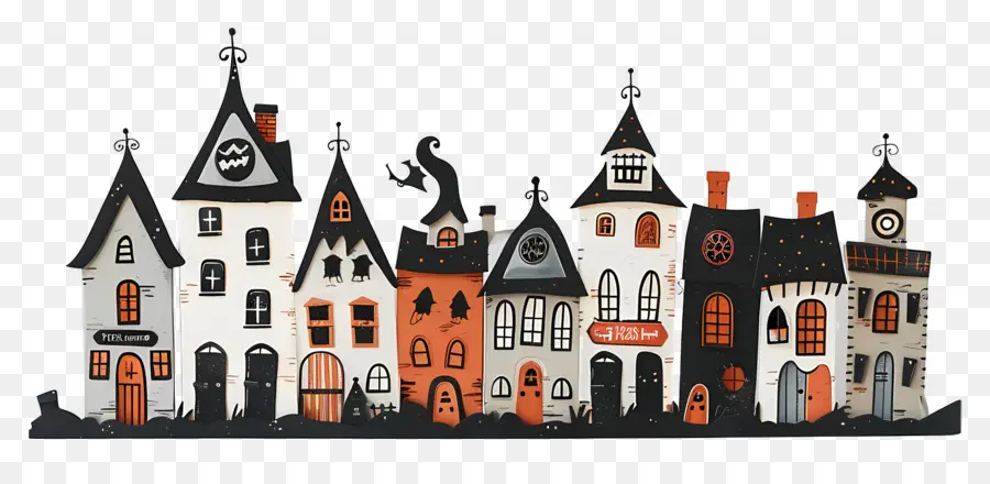 Frontière D'halloween，Maisons D'halloween PNG