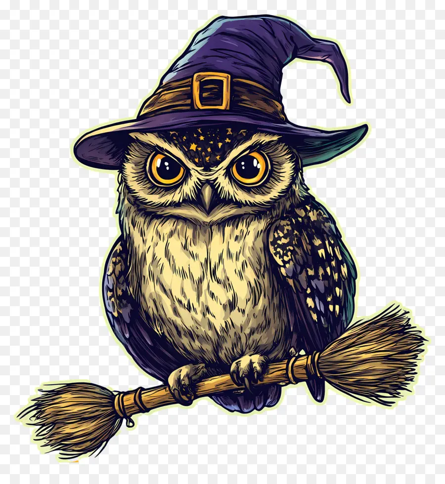 Chouette D'halloween，Chouette Avec Chapeau De Sorcière PNG