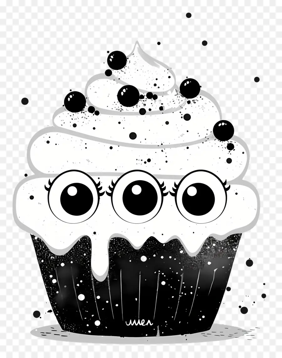 Petit Gâteau D'halloween，Cupcake Avec Des Yeux PNG