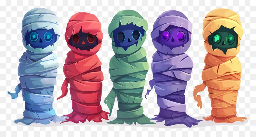 Frontière D'halloween，Momies Colorées PNG