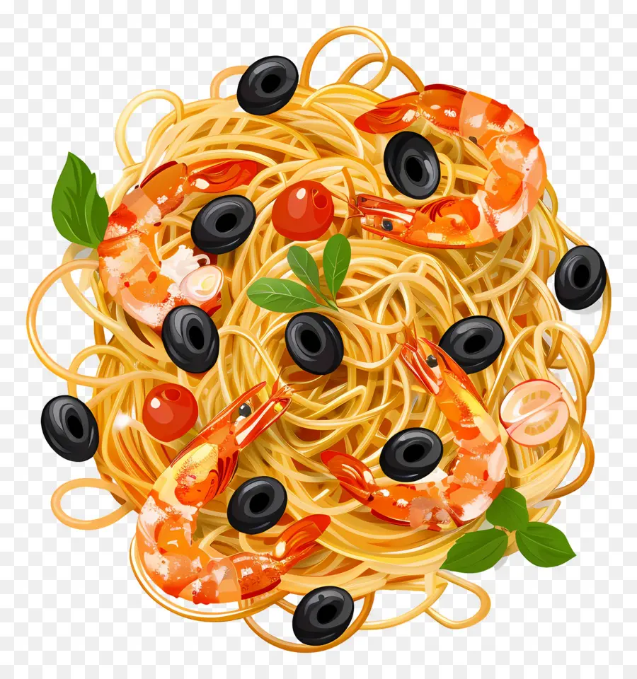 Spaghetti，Pâtes Aux Crevettes PNG