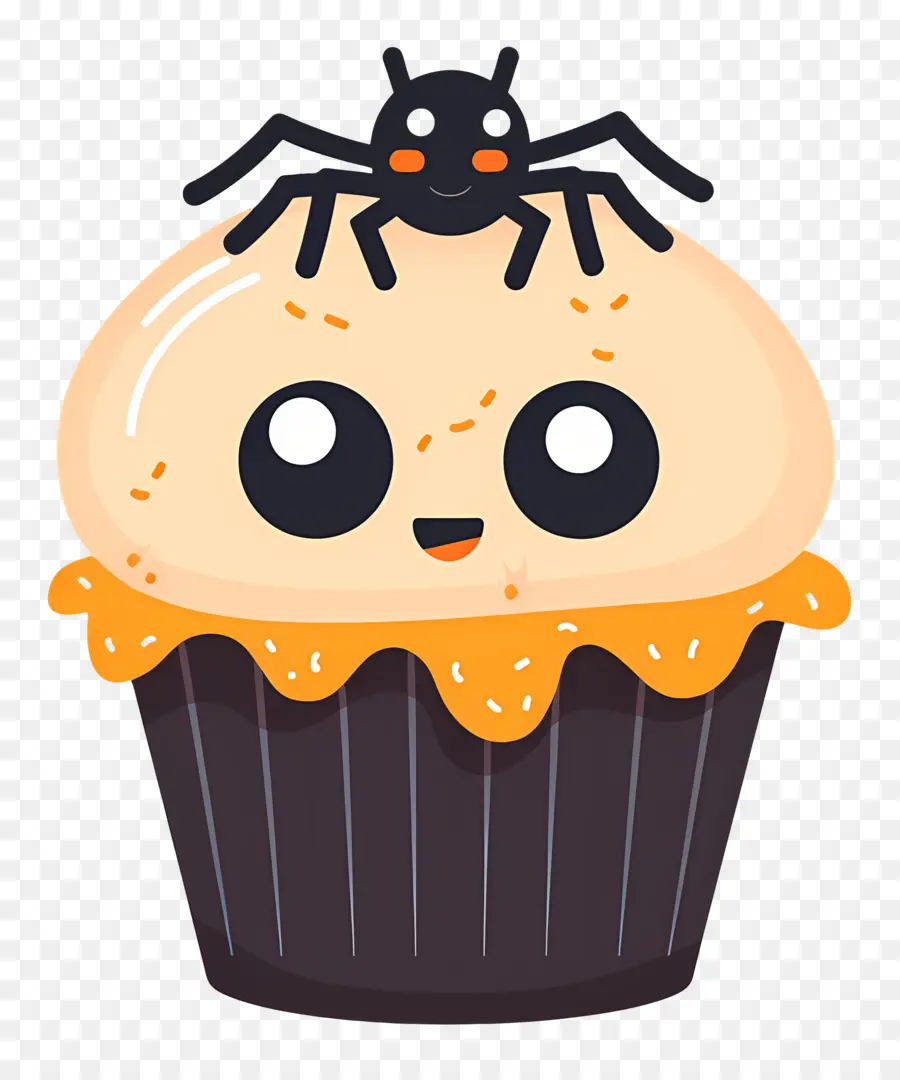 Petit Gâteau D'halloween，Cupcake Avec Araignée PNG