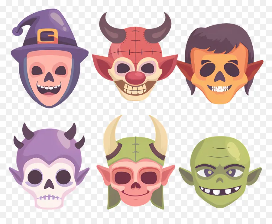 Personnages D'halloween，Masques De Crâne PNG